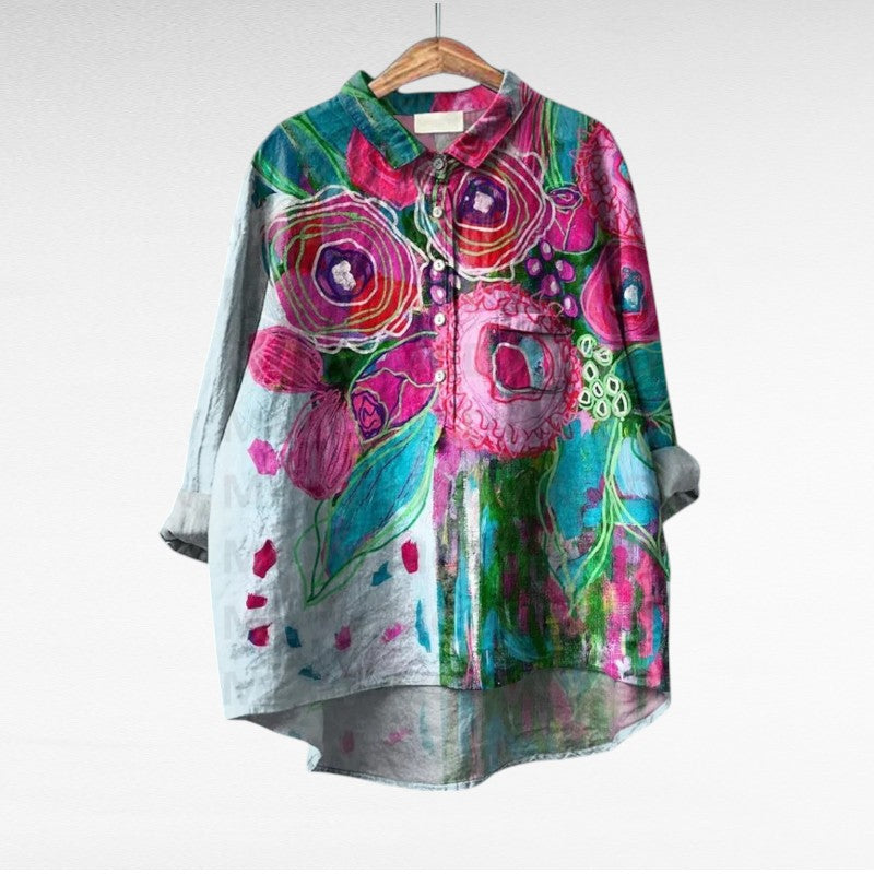 Colleen | Klassieke Multicolor Lange Mouwen Blouse