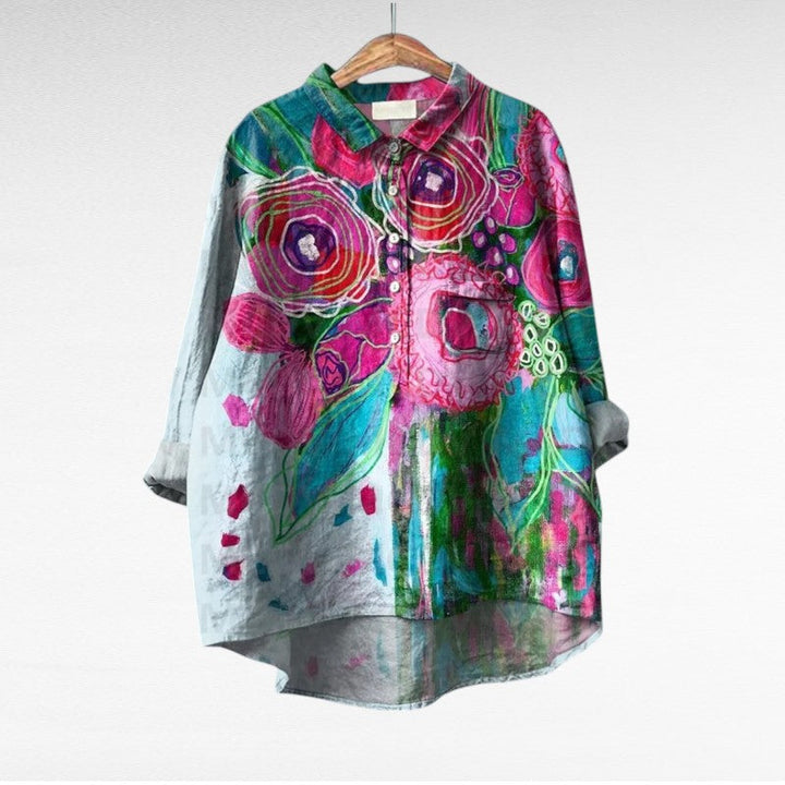 Colleen | Klassieke Multicolor Lange Mouwen Blouse