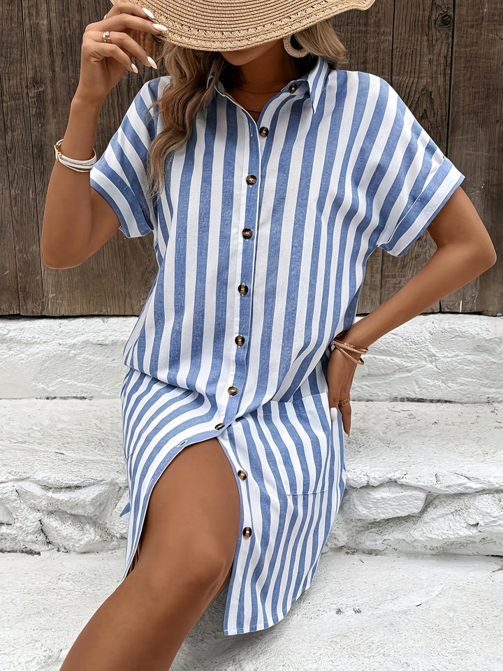 Marion | Gestreepte Shirtjurk met Ceintuur