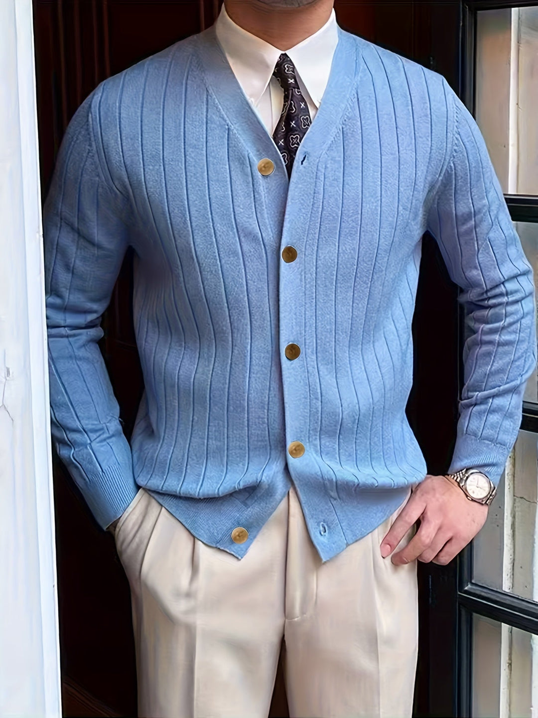 Arthur | Geribbelde Knopen Cardigan