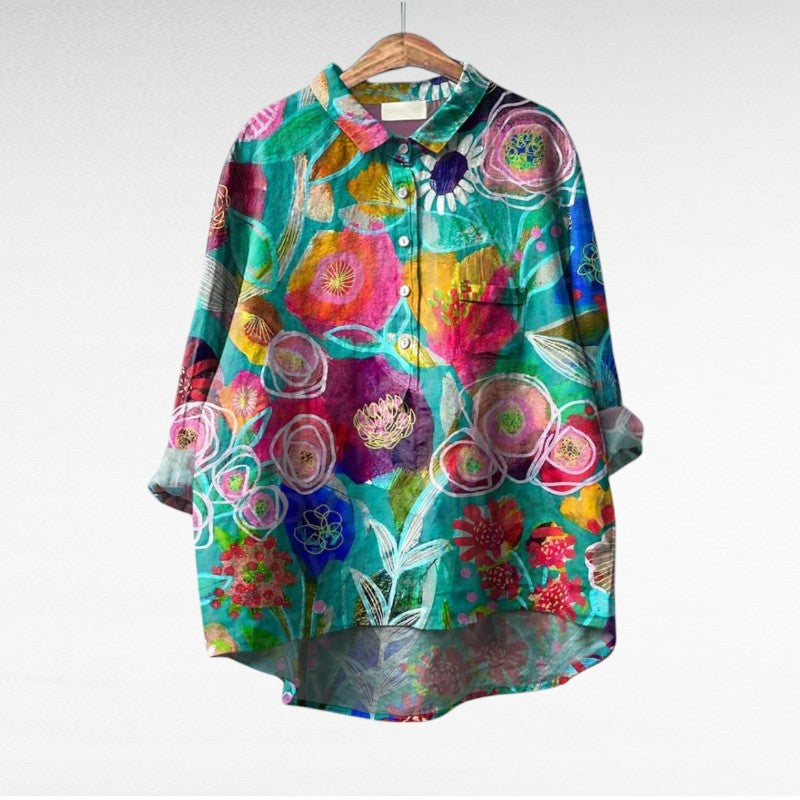 Colleen | Klassieke Multicolor Lange Mouwen Blouse