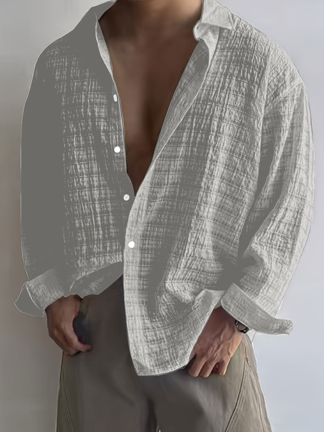 Rafael | Ontspannen Textured Lange Mouwen Shirt