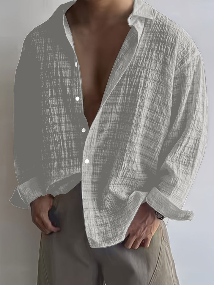 Rafael | Ontspannen Textured Lange Mouwen Shirt
