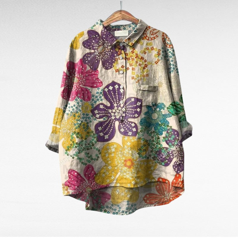 Colleen | Klassieke Multicolor Lange Mouwen Blouse