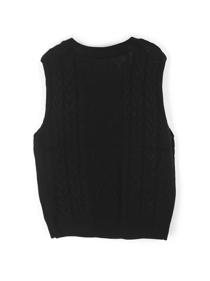 Cora | Gezellige Kabelgebreide V-Hals Sweater Vest