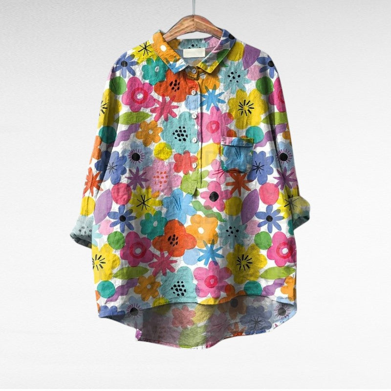 Colleen | Klassieke Multicolor Lange Mouwen Blouse