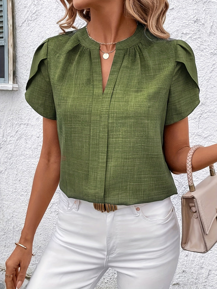 Heather | Blouse met Petal Mouwen en V-hals