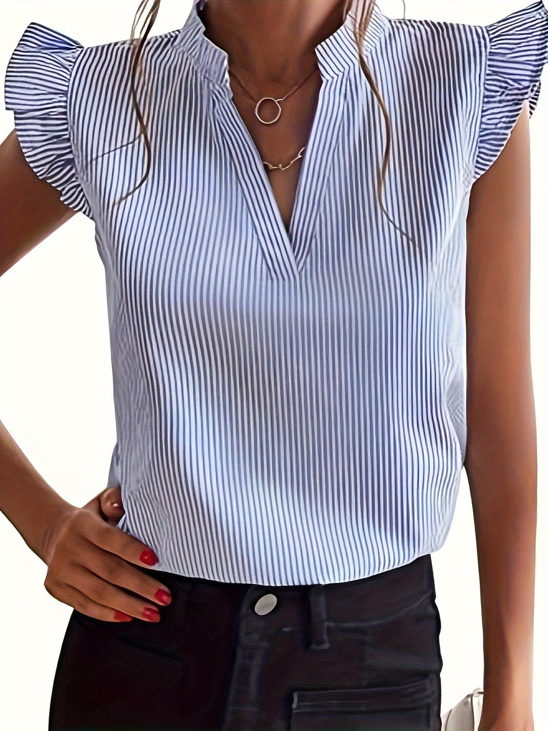 Rowan | Ruffle-Mouw V-Hals Blouse