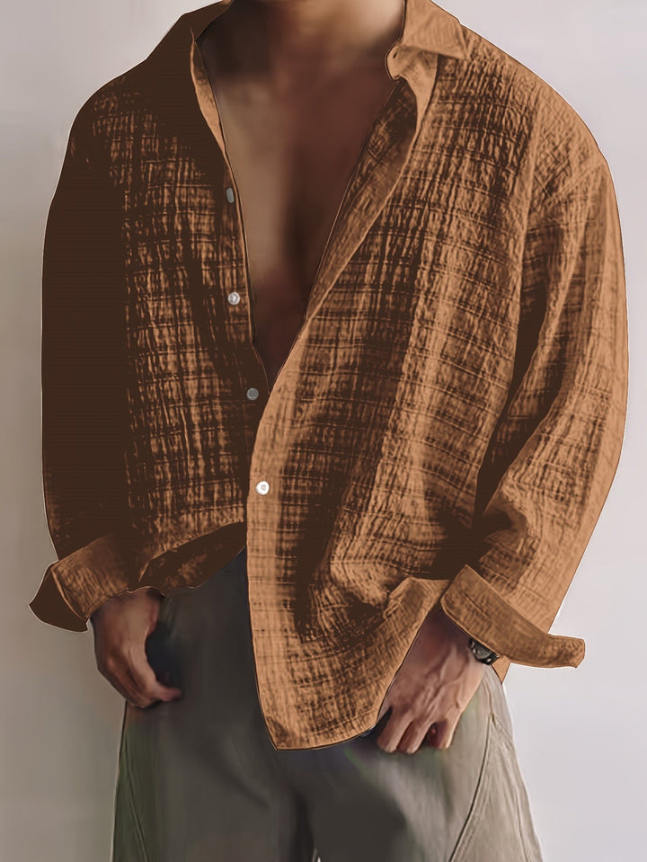Rafael | Ontspannen Textured Lange Mouwen Shirt