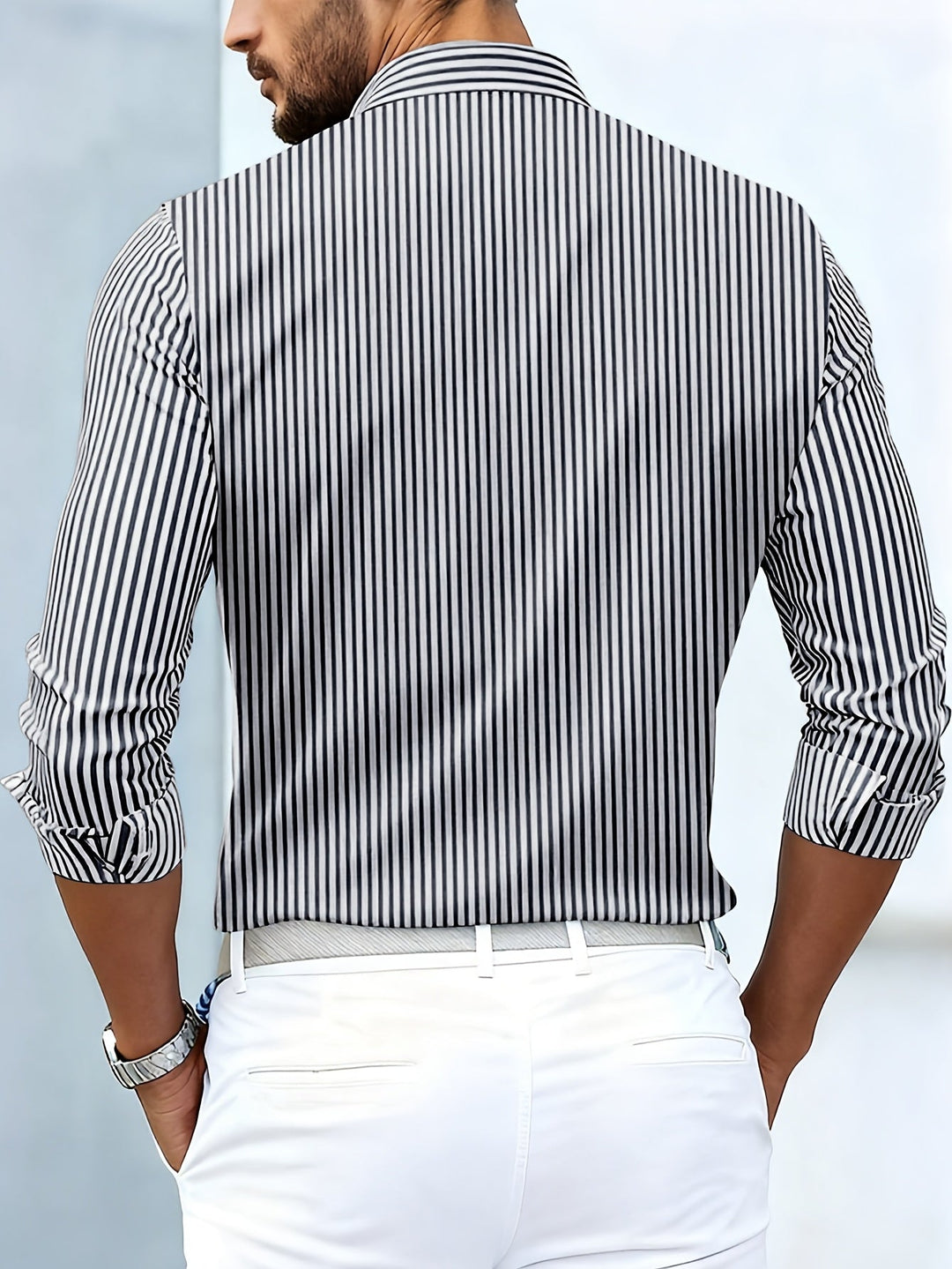 Gabriel | Verfijnde Gestreepte Lange Mouwen Shirt