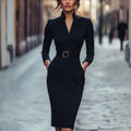 Vivian | Tijdloze Kraag Jurk met Ceintuur