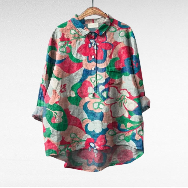 Colleen | Klassieke Multicolor Lange Mouwen Blouse
