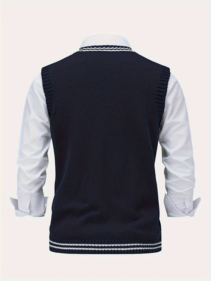 Gideon | Kabelgebreide V-Hals Sweater Vest