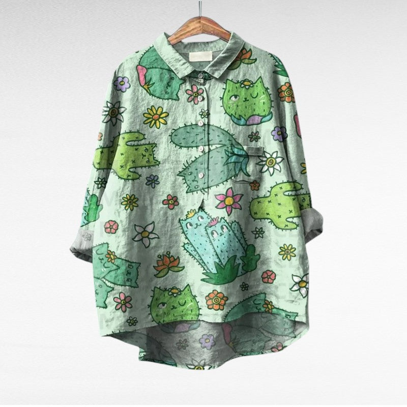 Colleen | Klassieke Multicolor Lange Mouwen Blouse
