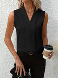 Sloane | Mouwloze Geplooide V-Hals Blouse
