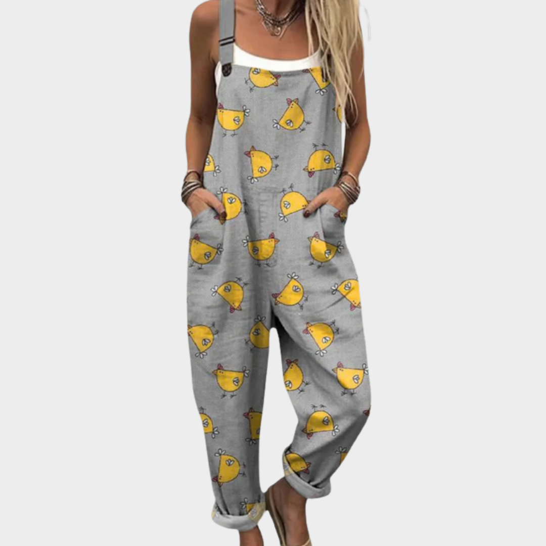 Marie | Comfortabele Dotted Chicken Kunst Jumpsuit