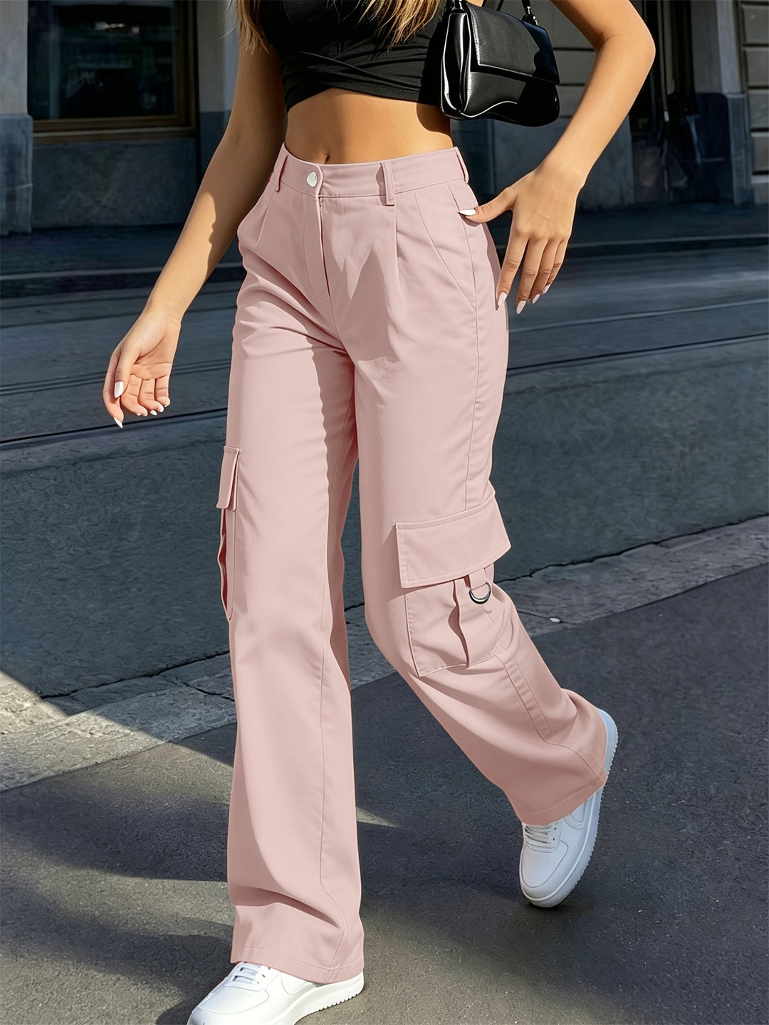 Bonnie | Hoge Taille Wijde Cargo Broek