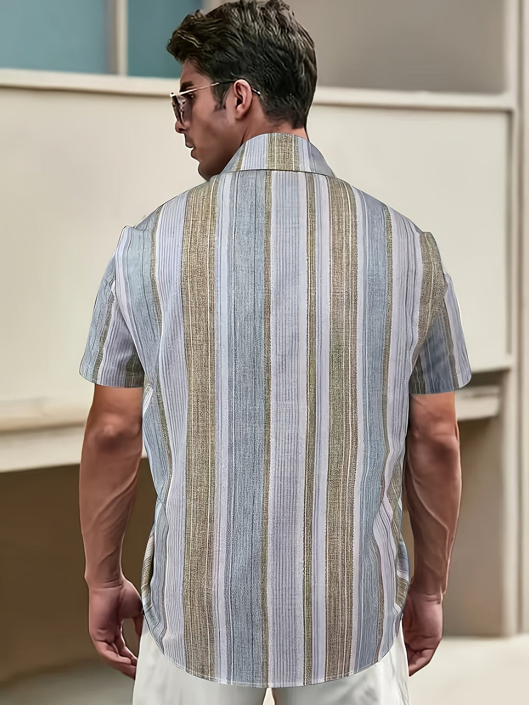 Gregory | Ontspannen Gestreepte Korte Mouwen Shirt