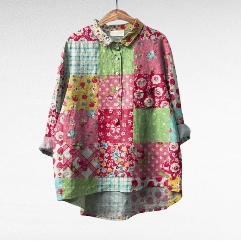 Colleen | Klassieke Multicolor Lange Mouwen Blouse