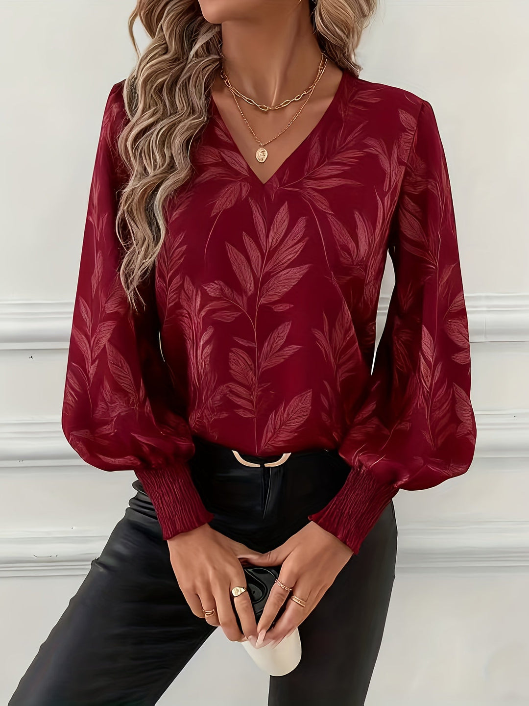 Elena | Botanische V-Hals Blouse