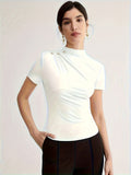 Sienna | Korte Mouw Top met Hoge Hals
