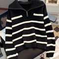 Sabina | Gestreepte Quarter-Zip Trui