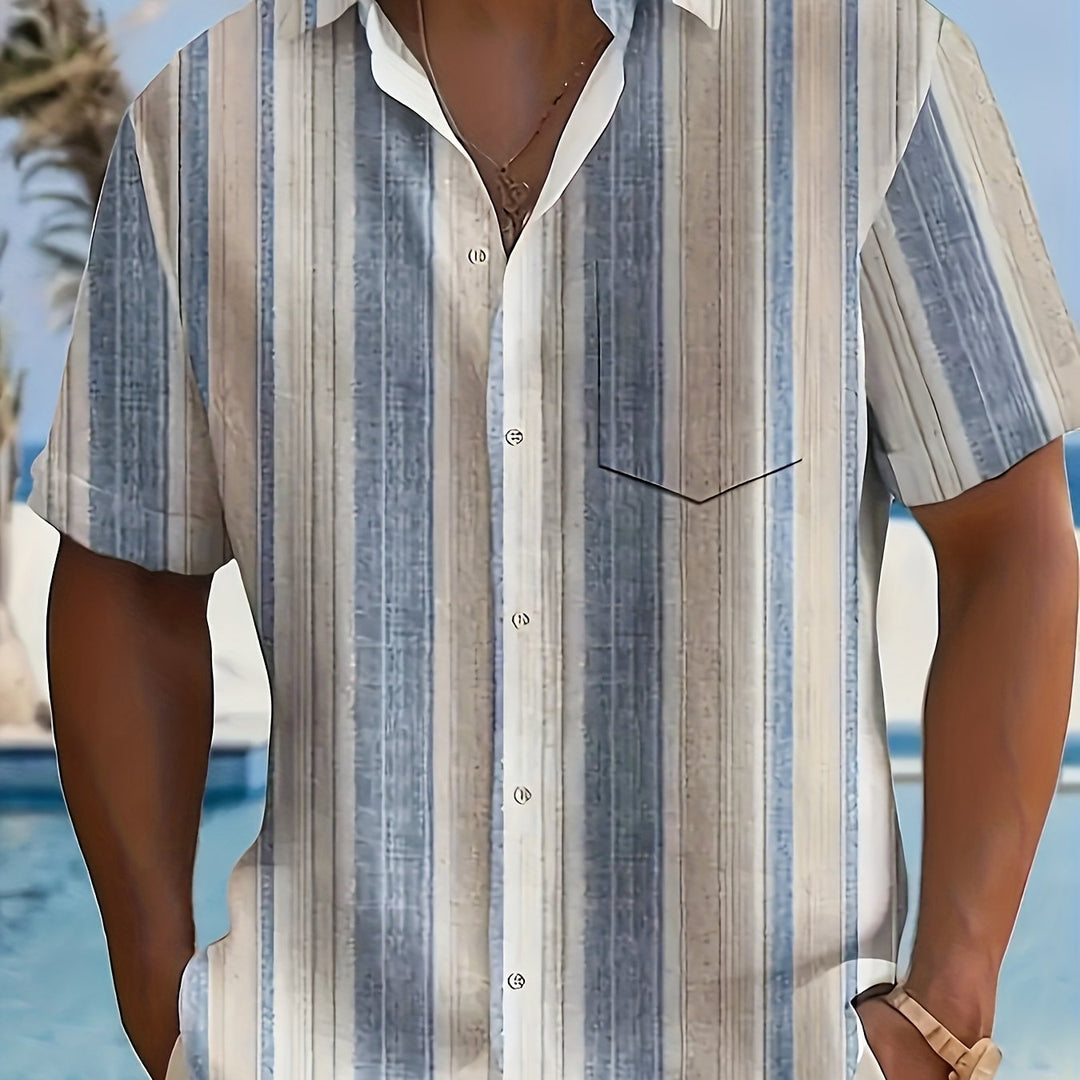 Gregory | Ontspannen Gestreepte Korte Mouwen Shirt