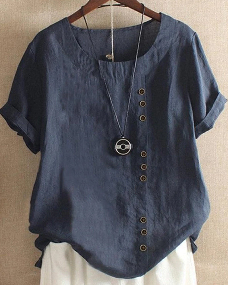 Olivia | Moeiteloze Knopdetail Zomerblouse