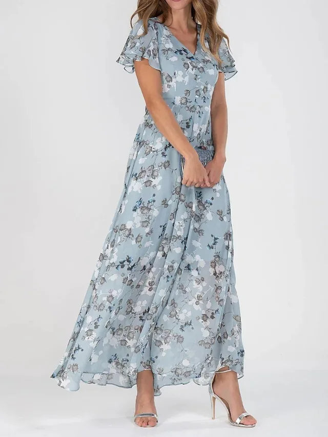 Lilia | Elegante Korte Mouwen Bloemenjurk