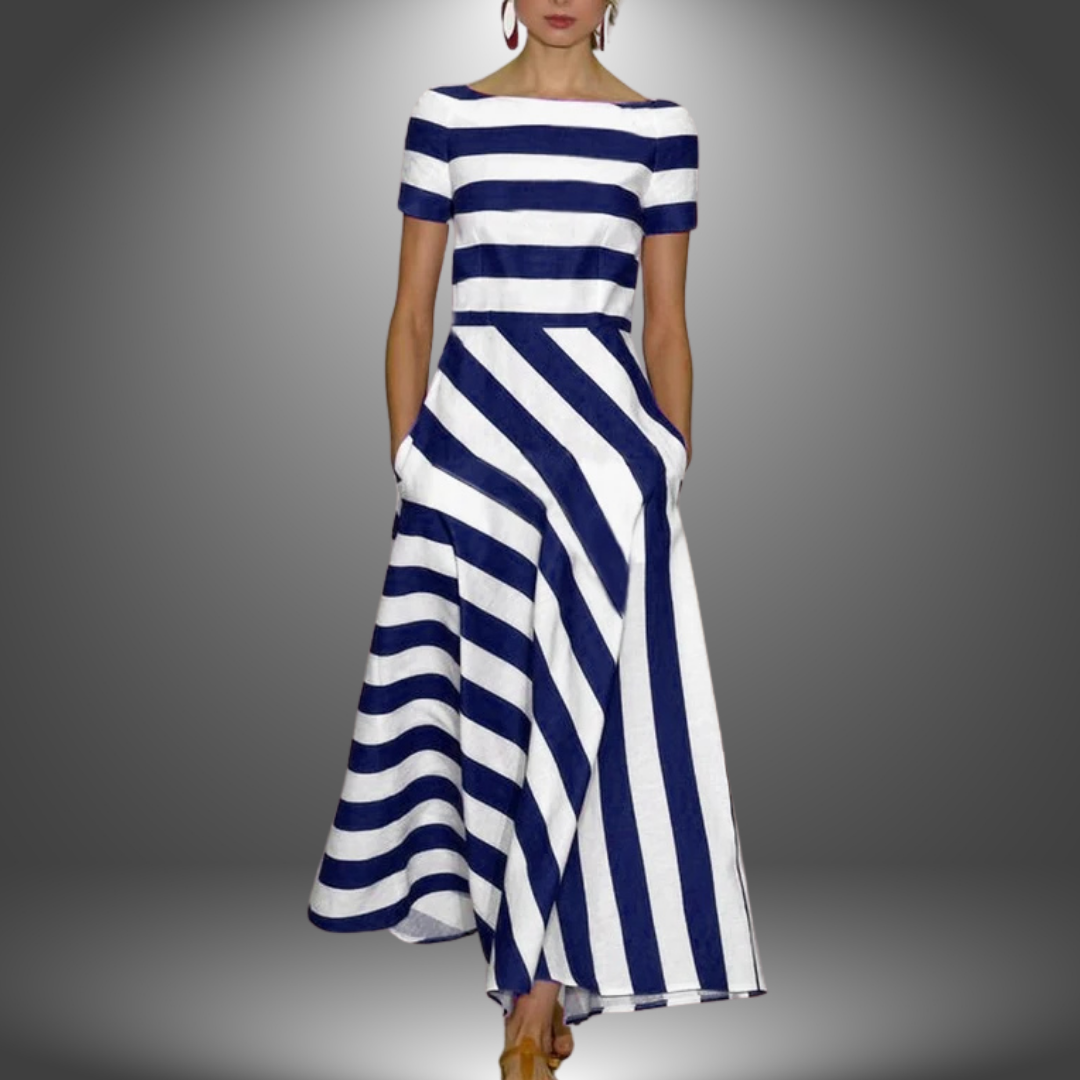 Evangeline | Vloeiende Gestreepte Maxi-jurk