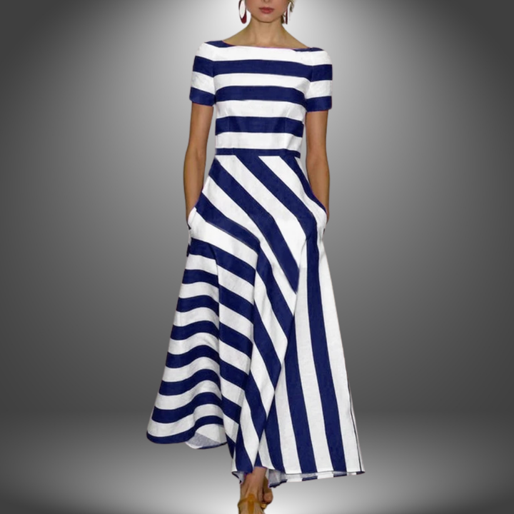 Evangeline | Vloeiende Gestreepte Maxi-jurk