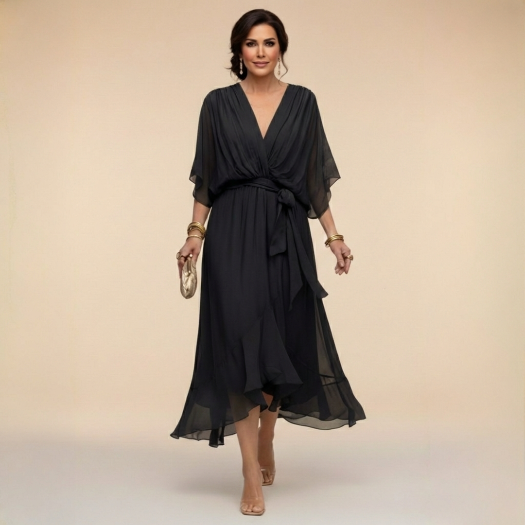 Abigail | Stijlvolle Chiffon V-Hals Jurk