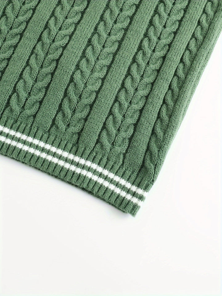 Gideon | Kabelgebreide V-Hals Sweater Vest
