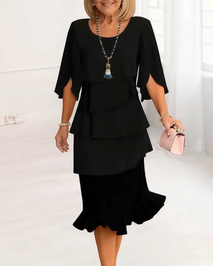 Patricia | Elegante Rimpeljurk met Middellange Mouwen