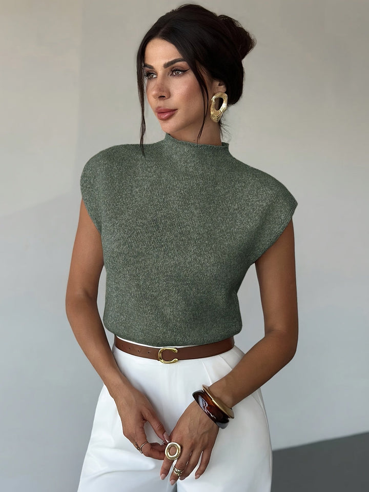 Claudia | Mock Neck Mouwloze Trui Vest