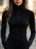 Sloane | Strakke Half-Zip Hoge Hals Top