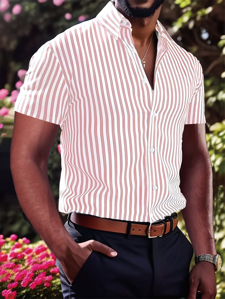 Grant | Verfijnde Gestreepte Korte Mouwen Shirt