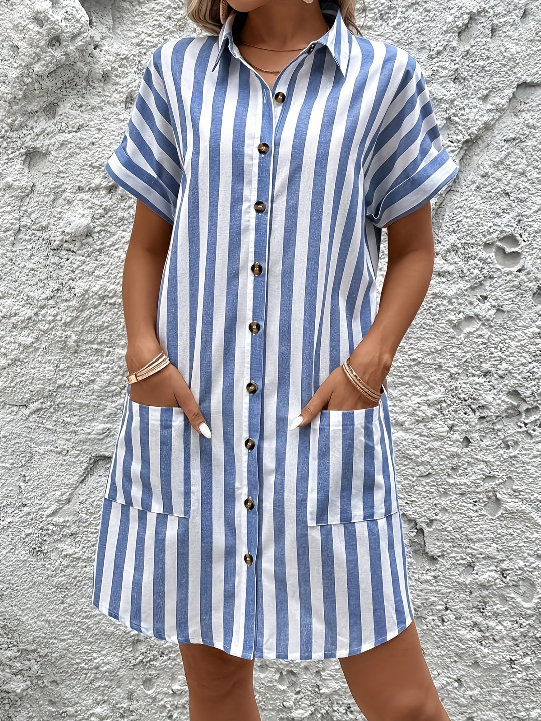 Marion | Gestreepte Shirtjurk met Ceintuur