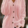 Lucinda | Gezellige Kabelgebreide Knopen Cardigan