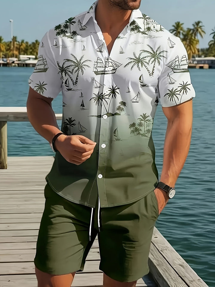 Garrett | Kustprint Shirt en Shorts Set