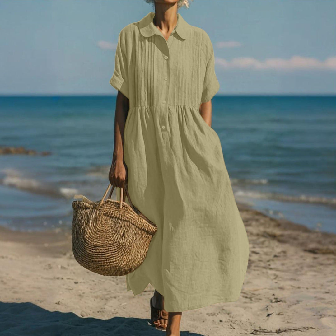 Fionna | Casual Knopen Mid Sleeve Jurk