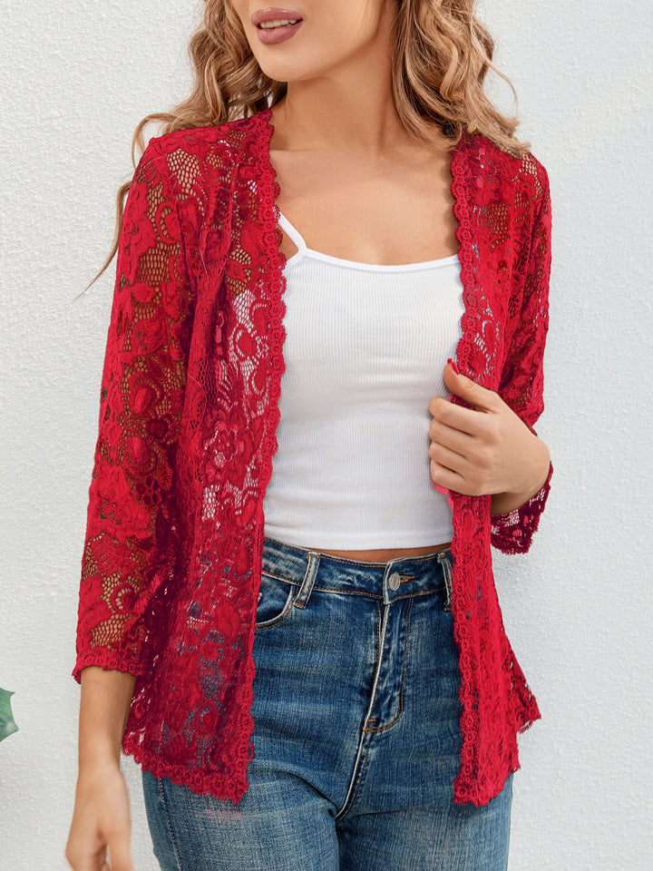 Cassandra | Bloemrijke Opengewerkte Cardigan