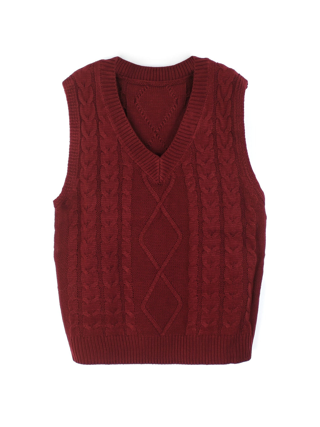 Cora | Gezellige Kabelgebreide V-Hals Sweater Vest