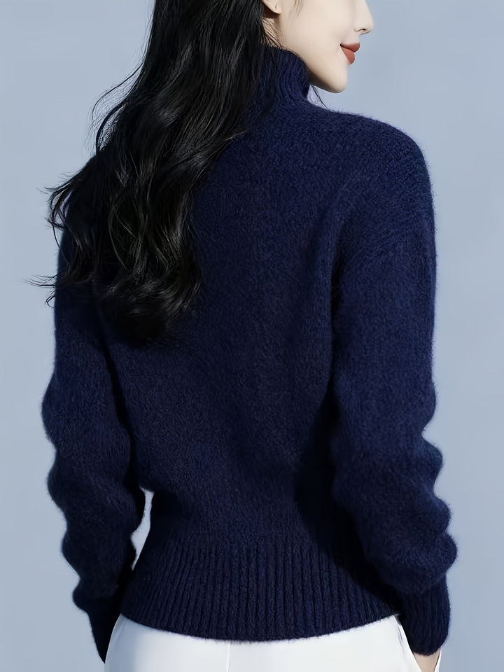 Margot | Hoge Hals Knopen Cardigan