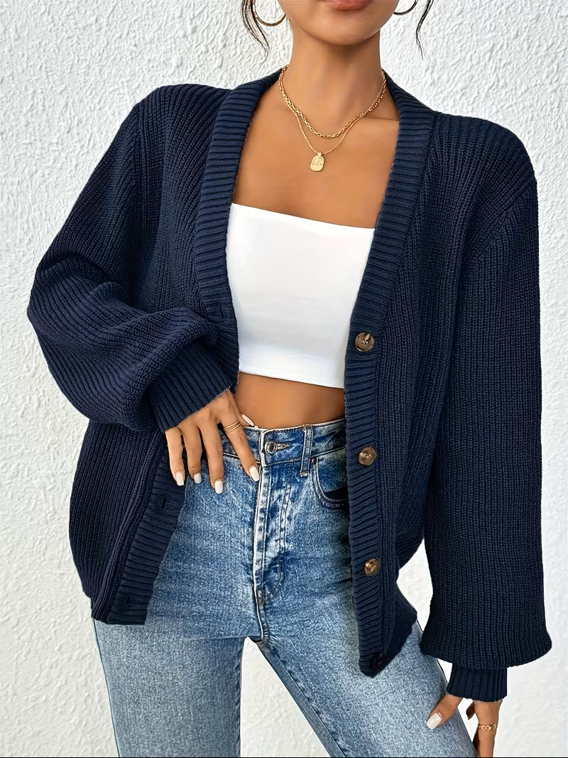 Maribel | Ontspannen Knopen-Voorkant Cardigan
