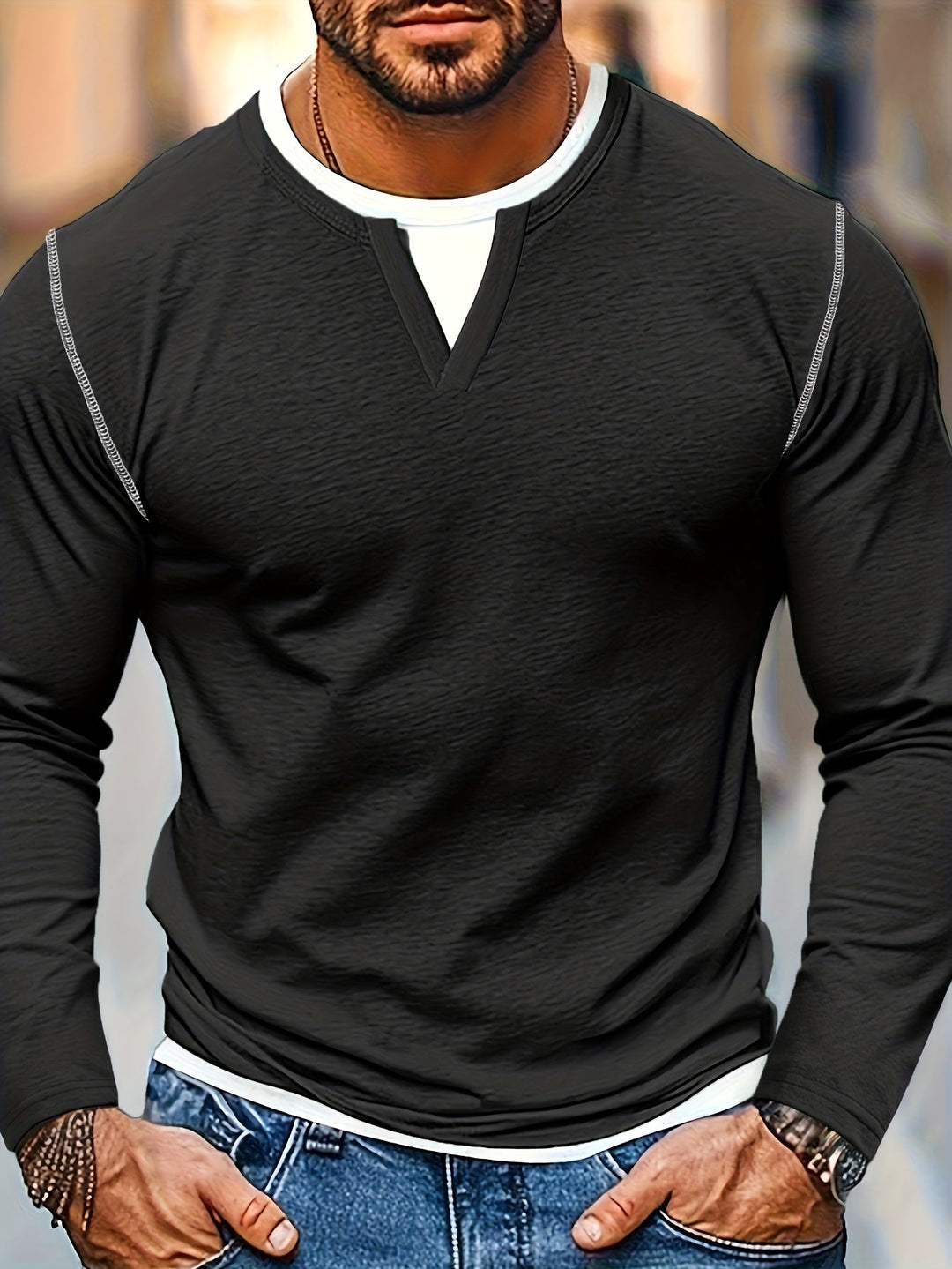Nathan | Verfijnde Notch-Neck Henley Shirt