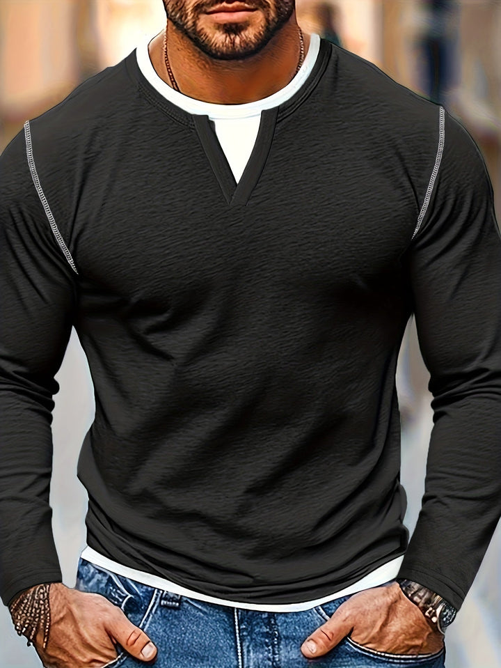 Nathan | Verfijnde Notch-Neck Henley Shirt