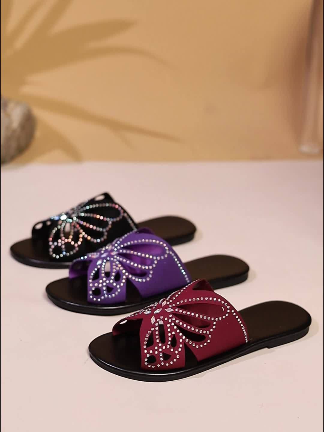 Faye | Sprankelende Vlinder Slide Sandalen
