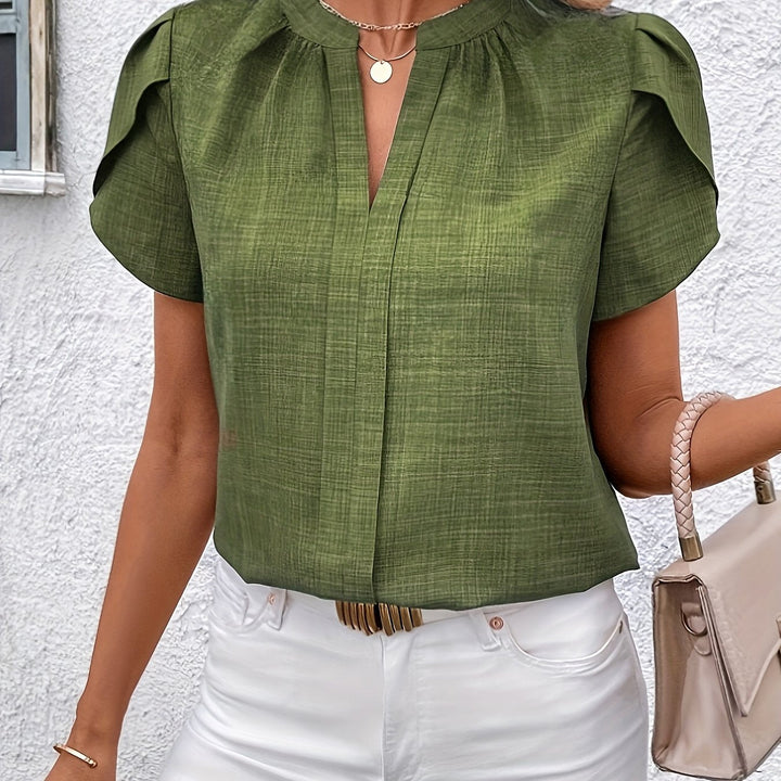 Heather | Blouse met Petal Mouwen en V-hals
