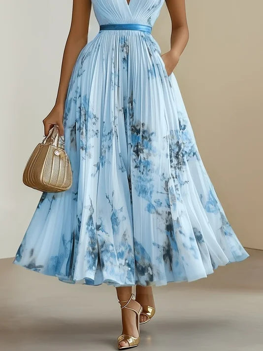 Betty | Elegante Mouwloze Lange V-Hals Jurk